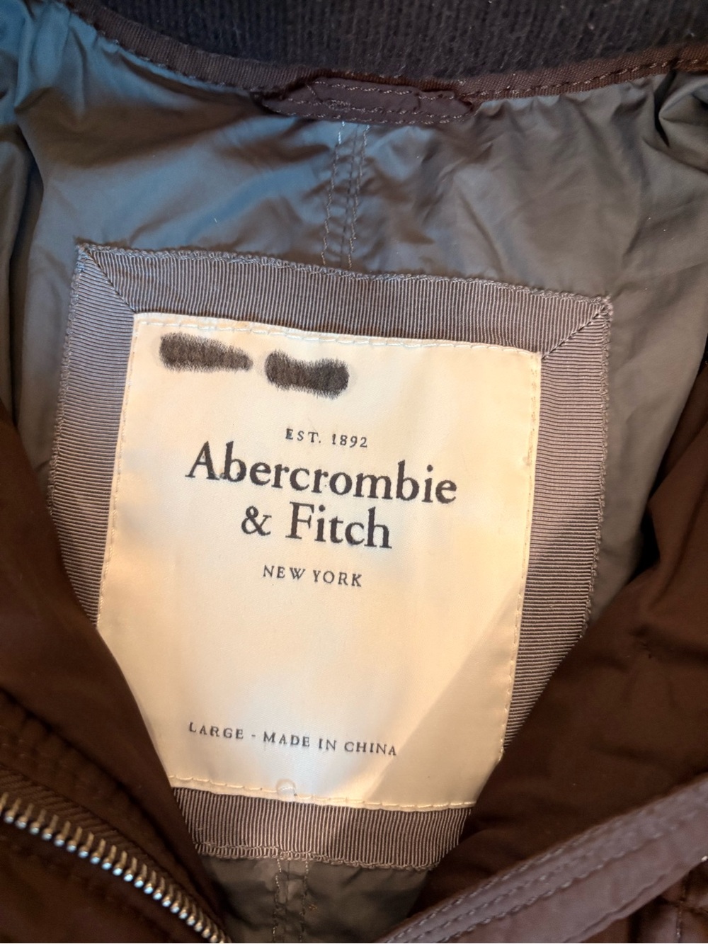 Abercrombie & Fitch Vintage Y2K Women L Brown Down Puffer Jacket w Faux Fur Hood - Picture 6 of 16